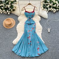 Sexy backless print mesh hollow out Dress Chic Vintage korean fashion Evening Women Beach dresses women clothing