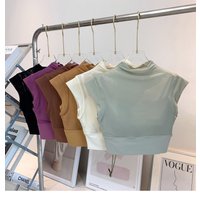 Women's Inner Padded Mesh Yoga Shirt Neck Sexy Tight and Shockproof Sport T-shirt Running Fitness Yoga Top