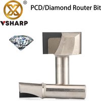 Vsharp 1/2 Shank Diamond Cleaning Bottom End Mill Woodworking Cutter Slotter Machine CNC Engraving Tool PCD Router Bit