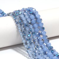 4/6/8mm Rondelle Faceted Crystal Beads Blue Glass Loose Spacer Beads For Jewelry Making DIY Crafts Bracelet Necklace Accessories