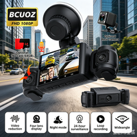 BCUOZ 1080P Panorama-Dashcam für Autos, 1080P Frontkamera + 720P Links-/Rechts-/Rückkamera, 3,0-Zoll-Vierfach-Splitscreen, Super-Nachtsicht, Loop-Aufnahme, G-Sensor, 24-Stunden-Parküberwachung,