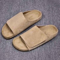 2025 New Men's Slip-On Casual Sandals Thick Bottom Leather Slippers Anti-Slip Outdoor Wear Comfortable Breathable Summer Shoes