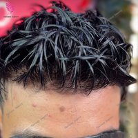 Men's Super Natural Hairline Toupee 1B50 1B80 Dark Brown Gray Black Human Hair Wig Undetectable Durable Thin Micro Skin Prosthes