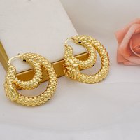 Jewelry Fashion Gold Color Earring Bohemia Flower Round Drop Copper Hoop Earrings Circle Coper Earrings Wedding Accessories Gift