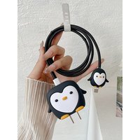 Cute Penguin Charging Data Cable Protector For iPhone 18/20w Charger Protective Cover Winder Accessories Wire Cord Organizers