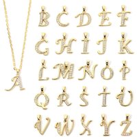 Sparkly Zircon Letter Initial Necklace Plated Balloon Bubble A-Z Pendant for Women Box Chain Gold Neckalces Jewelry Gift