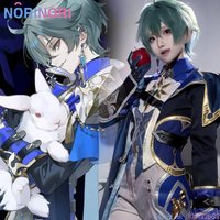 Genshin Impact Lohen Unisex Cosplays Full Set Uniforms + Wig + Props + Earrings + Pants Halloween Gift Costumes Adults disfraz