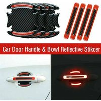 8Pcs Carbon Fiber Car Door Handle Bowl Scratch Protector Stickers, Universal Auto Reflective Anti-scratch Protective Film