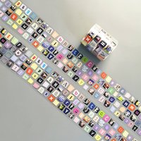 Vintage English Letter Stickers PET Colorful Craft Alphabet Tape for Scrapbooking Junk Journal Decor Sticker Stationery