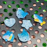 1-6pcs Blue Whale Shark Dolphin Heart Star Resin Shoe Charms Shoes Decoration Buckle Clog Wristband Slipper Accessories Kid Gift