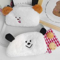 Large Capacity Plush Pencil Case Makeup Bag Cartoon Dog Studnet Pen Bag Stuffed Bag Kawaii Cute Stationery Storage Bag
