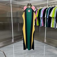 2026 Top Quality Casinoblank Paris Color Blocking Women Slim Bodycon Dress Outwear Ladies Sleeveless Long Dress