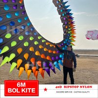 NEW ARRIVAL 6M BOL KITE SOFT INFLATABLE KITE HIGH QUALITY 40D RIPSTOP NYLON SPINNING RING KITES WITH SPIKES