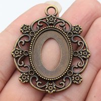 3pcs Inner Size 18x25mm 2 Colors Oval Flower Style Cameo Cabochon Base Setting DIY Accessories