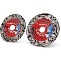 Diamond Tile Saw Blade 4.5-5” Cutting Grinding Disc for Porcelain Tile Marble Artificial Stone with Double-Sided X Mesh Rim
