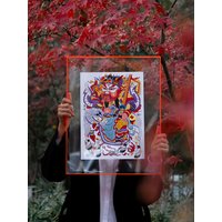 Large Acrylic Floating Picture Frame Display Photo Frames for Wall Mounted Tabletop Decor Photo Frames Neon Hanging Frame