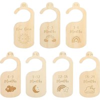7 Pieces Baby Closet Dividers from Newborn to 24 Months for Bedroom Closet Wooden Clothes Organizers Baby Clothes Size Hanger