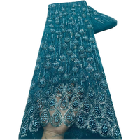 Solid Color Beaded Sequin Fabric Lace Pearl raindrop pattern African High Quality 2025 Lace Fabric For Sewing Women's Dress