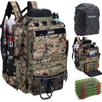 Goture 45L Large Capacity Fishing Backpack,Waterproof Tackle Bag with 4 Tackle Boxes,Rod Holder Storge Fishing Gear Gift for Men
