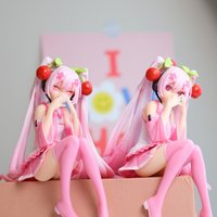New 11cm Hatsune Miku Anime Figure Toys Pink Cherry Dress MIKU Kawaii Cartoon PVC Action Figurine Model Dolls Birthdays Gifts