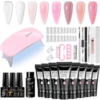 24PCS/Set 20ml Poly Naili Extension Gel Kit Mini UV Lamp Sealer With Base Top Coat Professional Poly UVNail Gel Kit Starter Kit