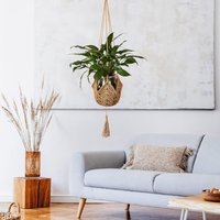 1/2Pcs Handmade Macrame Plant Hanger Hanging Plant Flower Pot Wall Decor Courtyard Garden Hanging Planter Hanging Basket