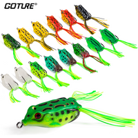 Goture 10/15 pièces Topwater Wobblers Kit de leurres de pêche Popping appât souple Type grenouille leurres pour bar pêche en eau salée d'eau douce