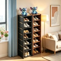 Slim 8-Tier Black Shoe Organizer, Narrow Design Space Saving Shoe Rack, Multi-layer Storage Stand for Home and Rental Spaces