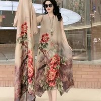 Authentic Silk Dress for Mother, Silkworm Loose Dress, High-End Print, 2-Piece Dress, Women's Dresses, Spring, Summer, New, 2023