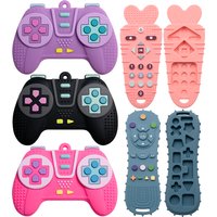Baby Silicone Remote Control + Game Controller Teething Set Bpa-Free Teething Toy Soothing Teether Sensory Training Toy for 3-12 Months Old Babies