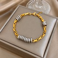 Chubby Hollow Circle Beads Geometric Chain Bracelet for Women Fashion Gold Plated Stainless Steel Bracelets Waterproof Jewelry