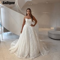 SoDigne A-line Lace Boho Wedding Dresses 2026 Sleeveless Strapless Bridal Dress Long Wedding Gown Robe De Mairee Customized