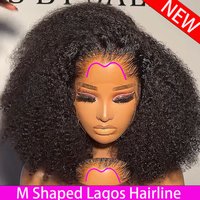 M Shaped Lagos Hairline New Trend Wigs Afro Kinky Curly 200/300/400 Density Wear And Go 13x6/360 HD Lace Frontal Wigs For Women