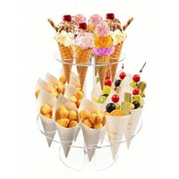1 pc 16 hole acrylic transparent ice cream rack, cone cone display rack, cake cone rack, popcorn flower rack, .