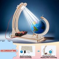 DIY STEM Earth Model Day Night Cycle Educational Globe Toy Wooden Handmade Toy Science Kit for Kids Classroom Physics Learning