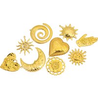 3pcs Stainless Steel Big Moon Heart Hand Face Sun Charms PVD Gold Plated Pendant for Earring Necklace Jewelry Making Supplies