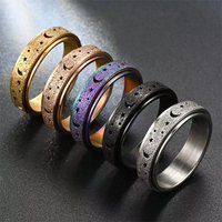 2026 New Frosted Stainless Steel Moon And Star Rings For Men Anti Stress And Anxiety Rotating Ring Fidget Metal Spinner