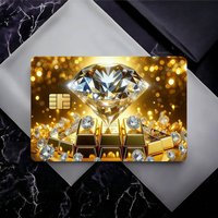Gold Diamond Bank Credit Cards Bus Pass Stickers Cool Decoration Waterproof 4PCS Card