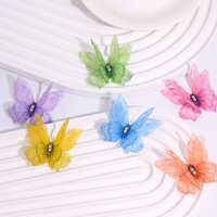 50Pcs 3D Organza Fabric Butterfly Appliques Double-layer Colorful Chiffon Butterfly Embroidered Patches Translucent