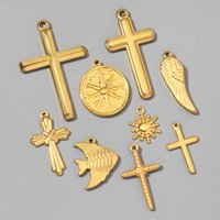 5pcs/Lot Wholesale Stainless Steel Flower Leaf DIY Earring Charms Women Angel Wing Necklace Pendants Snake Starfish Jewelry