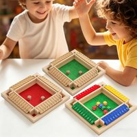 Wooden Arithmetic Dice Board Game Flip Card Box with 4 Sided Number Tiles Fun Multiplayer Game for Family Party Kids Adults