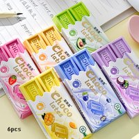 6Pcs/Set Chocolate Design Eraser Student Painting Writing Pencil Eraser For School Office Supplies