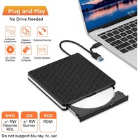 Lecteur CD DVD externe pour ordinateur portable, graveur de CD USB 3.0 USB C Portable DVD +/-RW lecteur CD lecteur graveur enregistreur pour ordinateur de bureau