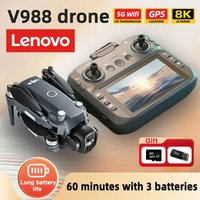 Lenovo V988 Drone 4K HD Camera 360°Obstacle Avoidance Brushless 5G WIFI FPV GPS Quadcopter FPV RC Dron Toy with Big Screen