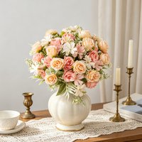 Artificial Flower Silk Rose Wedding Wreath Home Room Table Decoration Bride Bouquet Outdoor Garden DIY Gift Photography Hot Sale
