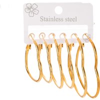 ANENJERY 316L Stainless Steel Hollow Circular Heart Star Earrings For Women Simple Temperament Fashion Personality Jewelry Gifts
