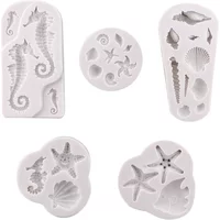 Cake Tool Seahorse Mould Silicone Mold Cake Fondant Decorating Shell Conch Starfish Chocolate Moulds DIY Kitchen Baking Bakeware