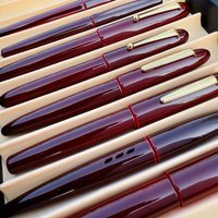 New Handmade Urushi Lacquer Fountain Pen BOCK No.6 F/M Nib, Black Cumberland Hard Rubber Body, Classic Ebonite Ink Pen