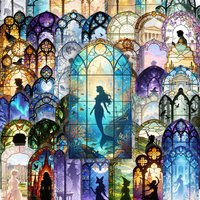 50Pcs New Stained Glass Silhouette PET Stickers Dreamy Creative Waterproof Clear Decals For DIY Art LanLanStickersWorld Store