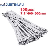 100 pièces largeur 7.9mm en acier inoxydable fermeture éclair enveloppe d'échappement enduit verrouillage attaches de câble multi-usages câble de verrouillage attaches à fermeture éclair en métal